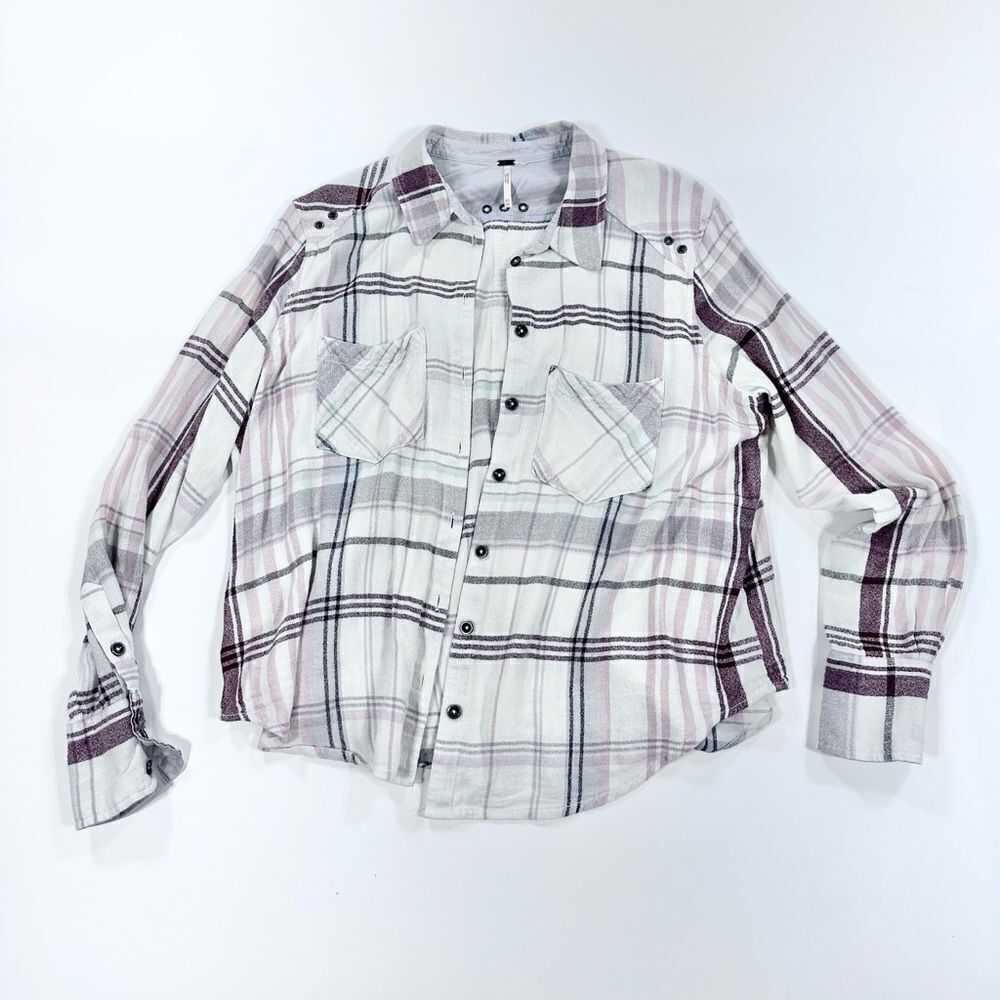Free People plaid fall colors button down shirt XS